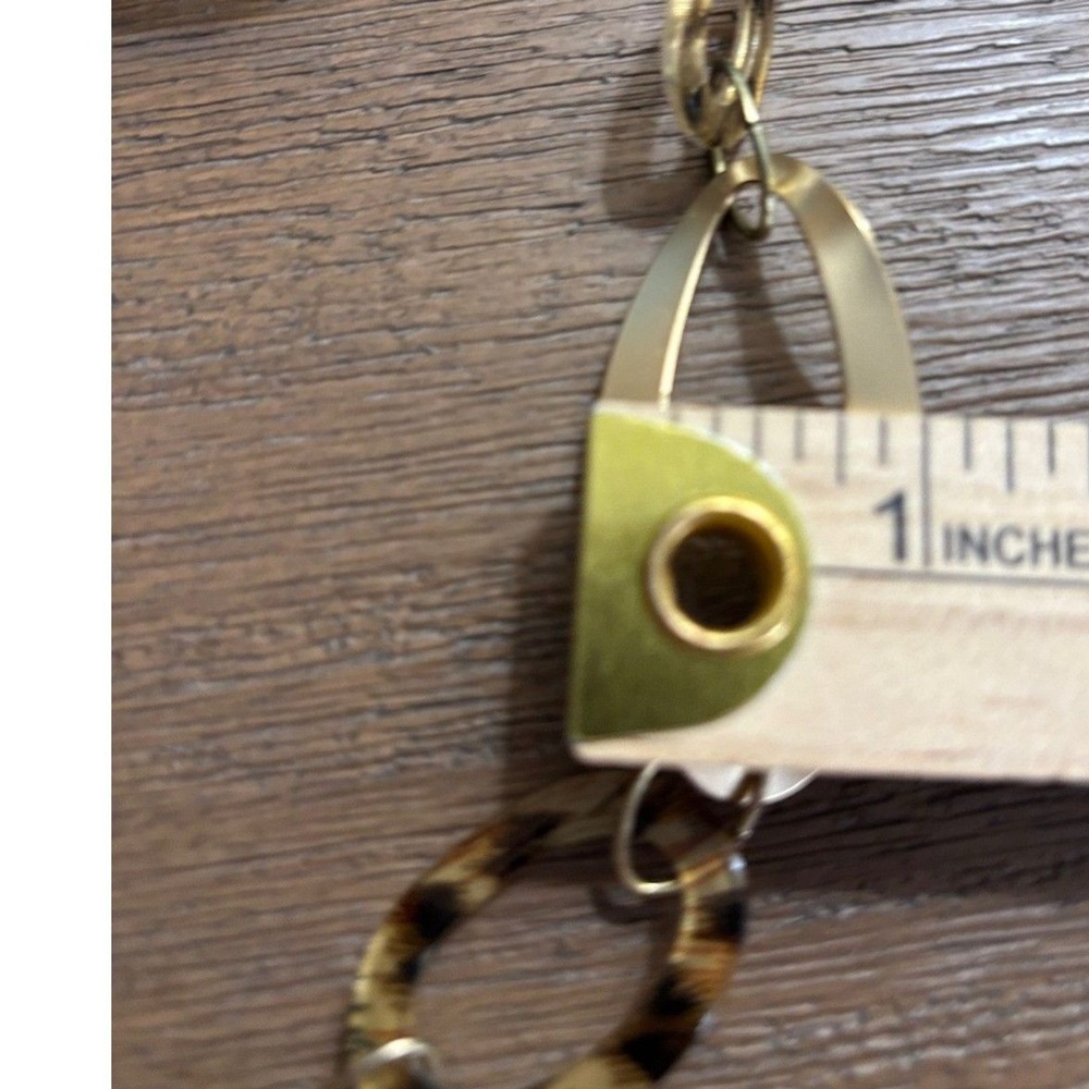 Chico's Style Extra Long 43" Leopard Print Resin & Matte Gold Link Rope Necklace - Picture 6 of 11